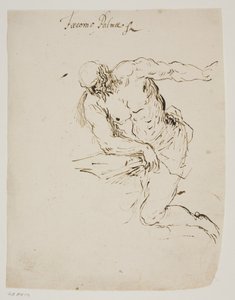 Knästående St Jerome läser av Jacopo Palma