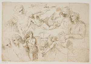 Ark med figurstudier av Jacopo Palma
