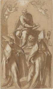 Sankt Markus med två biskopar och Putti av Jacopo Palma il Giovane