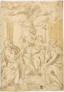 Jungfru och barn med de heliga Thomas och Johannes Döparen (recto); Sovande Venus (verso) av Jacopo Palma il Giovane