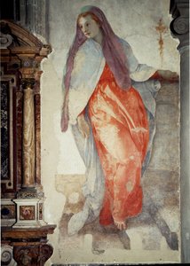 Kungörelse. Detalj av Jungfrun - Fresk av Jacopo Pontormo