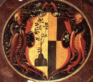 Heraldisk sköld, ca 1529 (olja på panel) (baksidan av 50329) av Jacopo Pontormo