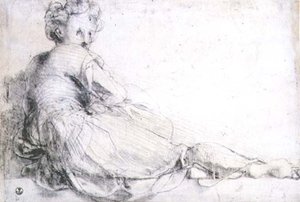 Studie av en kvinnlig figur för Villa Medici i Poggio a Caino (kol) av Jacopo Pontormo