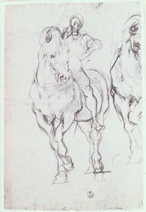 Studie av en ryttare för israeliterna som släcker sin törst i öknen (krita) av Jacopo Pontormo