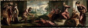 Caius Mucius Scaevola framför Porsenna Caius Mucius Scaevola, kastar sin hand i elden. (Målning av Jacopo Robusti Tintoretto
