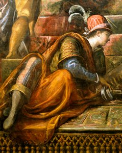 Doge Niccolo da Ponte tar emot olivkvist från Venedig, av Jacopo Robusti känd som Tintoretto (1518-1594), Detail, Sala del Maggior Consiglio (Hall of Great Council), Palazzo Ducale, Venedig av Jacopo Robusti Tintoretto