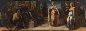 Ester och Ahasveros eller Salomo och drottningen av Saba, 1545 av Jacopo Robusti Tintoretto