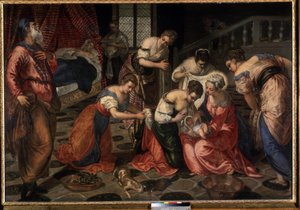 La nativite de Saint Jean Baptiste (Johannes döparens födelse). Målning av Tintoretto (Jacopo Robusti kallad Tintoretto av Jacopo Robusti Tintoretto