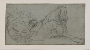 Liggande mansfigur, 1560-9 (krita på papper) av Jacopo Robusti Tintoretto