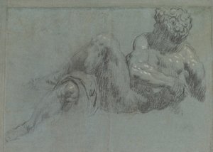 Studie efter Michelangelos Giorno, ca 1550-55 (krita på papper) av Jacopo Robusti Tintoretto