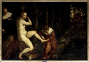 Suzanne i badet Målning av Jacopo Robusti dit Le Tintoret (Il Tintoretto) (1518-1594) 1500-talet sön. 1,67x2,38 m Paris, Louvren av Jacopo Robusti Tintoretto