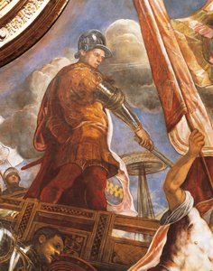 Venetianerna slåss mot Aragoneserna i Gallipoli, av Jacopo Robusti, känd som Tintoretto (1518-1594), Detail, Sala del Maggior Consiglio (Hall of Great Council), Palazzo Ducale, Venedig av Jacopo Robusti Tintoretto