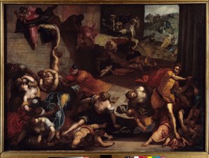 Massakern på den oskyldiga målningen av Jacopo Robusti dit le Tintoret ou Il Tintoretto (1518-1594) 1500-talet sön. 1,34x1,86 m Rennes, Musee des Beaux Arts. av Jacopo Robusti Tintoretto