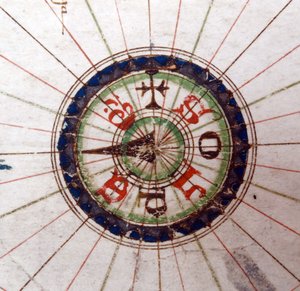 Kompasspunkt, renässanskarta över Europa, Jacopo Russo (efter) 1528