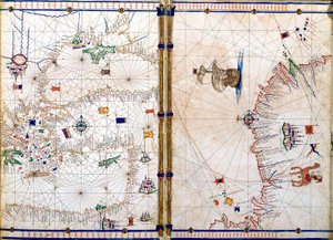 Damaskus och Jerusalem, detalj från de geografiska kartorna