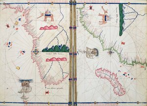 Ms Ital 550.0.3.15 fol.4v-5r Karta över Afrika och Godahoppsudden, från 