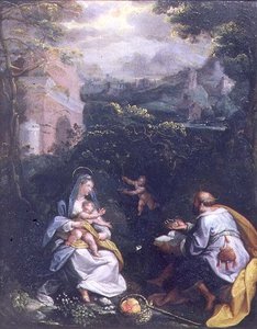 Vila på flykten till Egypten (panel) av Jacopo Zucchi
