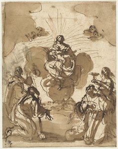 Fyra helgon avgudar Maria av Jacopo da Empoli