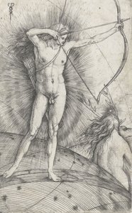 Apollo med pil och båge på himlaklotet och Diana med rådjur, 1503-5 av Jacopo de Barbari