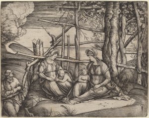 Den heliga familjen med den heliga Elisabet av Jacopo de