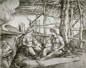 Den heliga familjen med den heliga Elisabet av Jacopo de