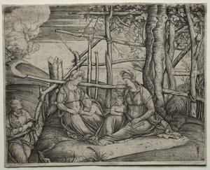 Den heliga familjen med St. Elizabeth av Jacopo de