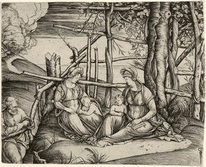 Den heliga familjen med St. Elizabeth och spädbarnet St. John, ca. 1499-1501 av Jacopo de Barbari