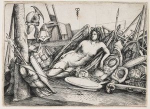 Seger liggande bland troféer av Jacopo de Barbari
