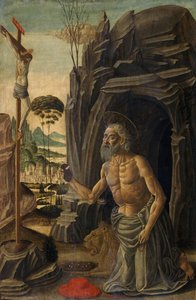 S:t Hieronymus som en ångerfull, ca 1590 (tempera på valnöt) av Jacopo del Sellaio