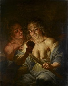 An Old Woman holding a Heart: Envy, c.1642 (olja på koppar)