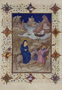 MS 11060-11061 Timmar av Notre Dame: Vesper, flygningen till Egypten, från "Tres Riches Heures du Duc de Berry"