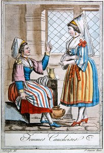 Kvinnor från regionen Caux i Normandie, illustration från 