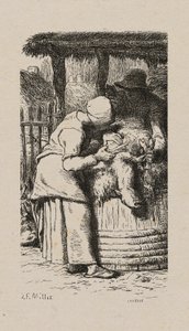 Kvinna som klipper får av Jacques Adrien Lavieille