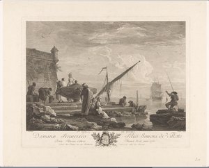 Figurer på en flodstrand i Levanten 1ere vue du Levant (titel på objekt) av Jacques Aliamet