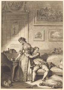 En snål galant svindlare kvinna av Jacques Aliamet and Antoine Jean Duclos after Jean Honoré Fragonard