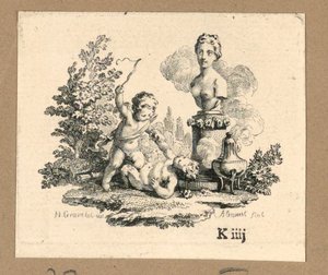 Tryck, Amor som bestraffar en satyrflicka av Jacques Alianet