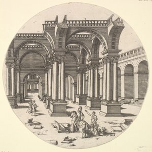 Perspektivvy, Isis tempel, 1551. av Jacques Androuet Du Cerceau