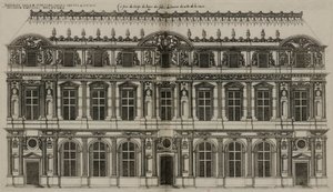 Pierre Lescots fasad publicerad 1576 av Jacques Androuet Ducerceau