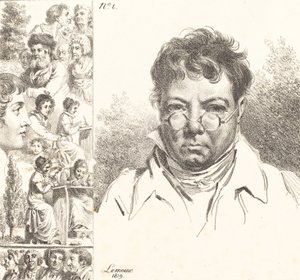 Självporträtt och andra huvuden, 1819 (litografi) av Jacques Antoine Marie Lemoine