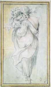 Zigenare med ett barn - Verk av Jacques Bellange (cirka 1575-1616), blod och svartvit krita på papper (30x16,5 cm), tidigt 1600-tal - Zigenare med ett barn, blod, svartvit krita på papper av J Bellange, tidigt 1600-tal - delstaten H