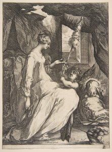 Jungfru och barn med en ängel, 1612-16. av Jacques Bellange