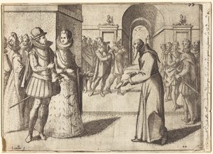 En kapucin förmedlar Bayerns kungs tack [recto] av Jacques Callot