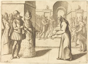 En Capucio som tackar kungen av Bayern, 1612. av Jacques Callot