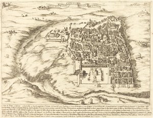 Flygfoto över staden Jerusalem av Jacques Callot