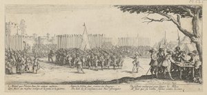 Rekrytering av trupperna, blad 2 i serien ”Krigets fasor” av Jacques Callot