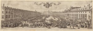Vy över Rue Neuve i Nancy av Jacques Callot