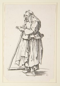 Tiggar-kvinna som tar emot allmosor, från The Beggars av Jacques Callot