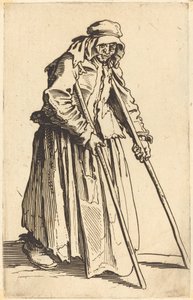 Tiggarkvinna med kryckor av Jacques Callot