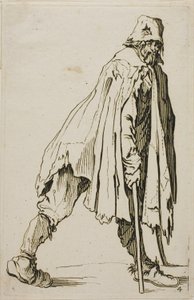 Tiggare på kryckor med hatt, tallrik fyra från The Beggars av Jacques Callot