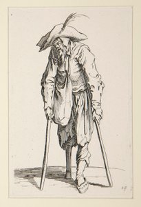 Tiggare med träben, från The Beggars (Le mendiant a la jambe de bois) av Jacques Callot